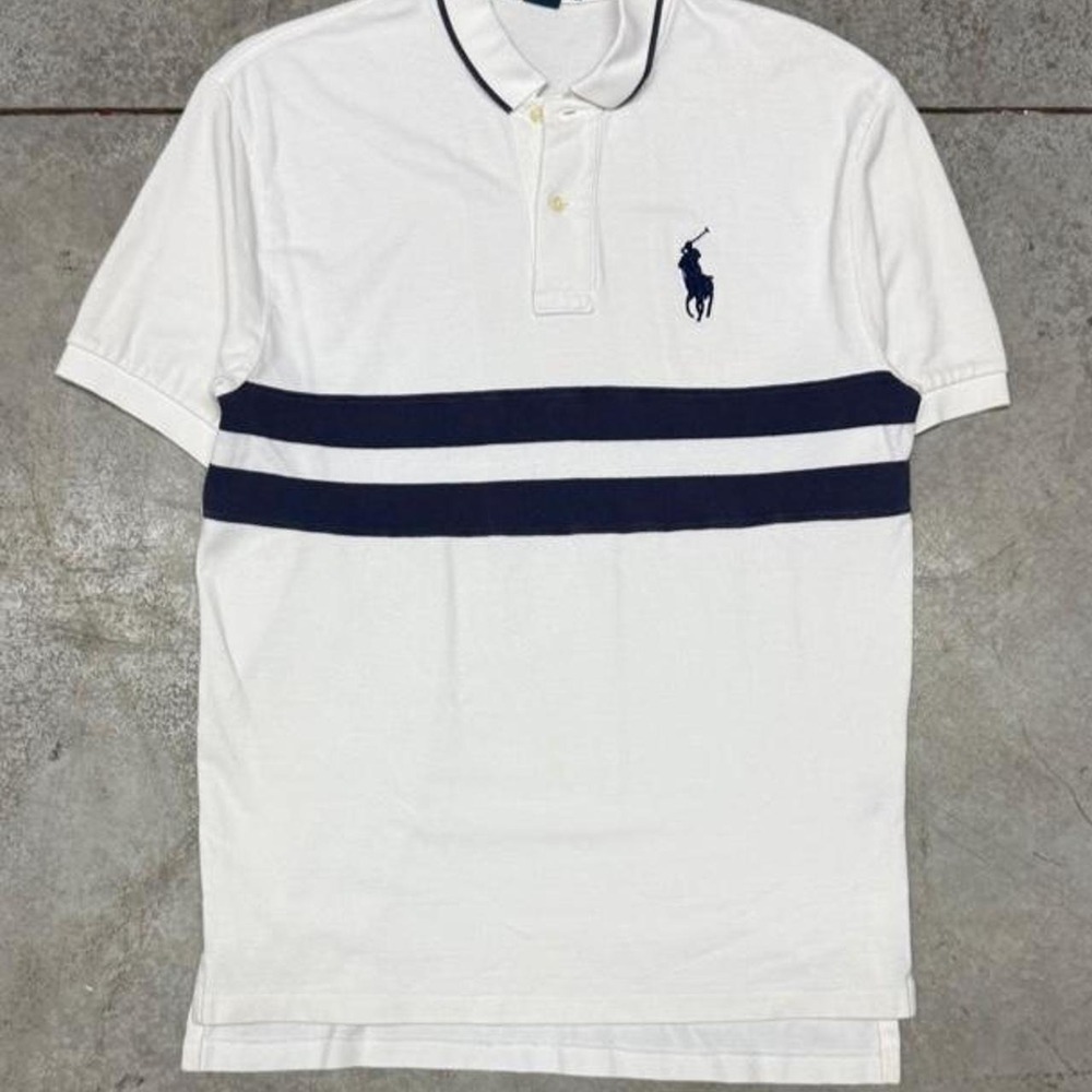 Polo Ralph Lauren Vintage 90s Big Pony Striped Polo Shirt Sz Medium